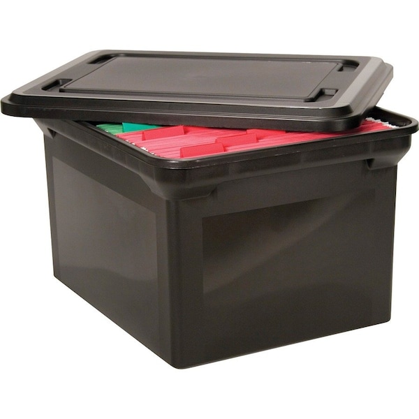 File Tote w/Lid, 14"x18"x10-3/4", Black